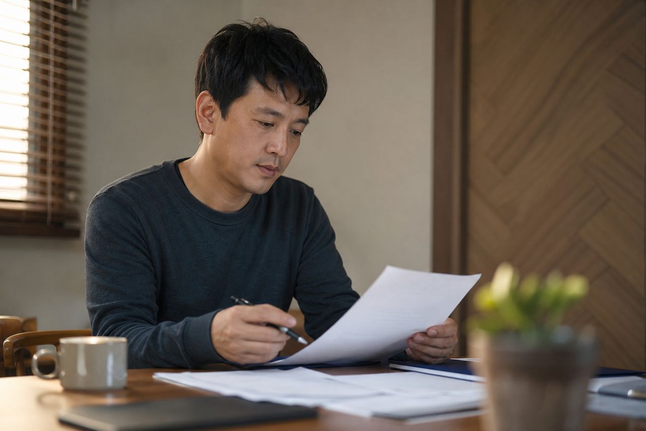 30대 직장인 K씨, 친구에게 3,000만 원 빌려줬다가 '갚을 돈이 없다'는 답변만 돌아왔다 — 카톡 송금 내역만으로 대여금 소송 이길 수 있는 증거 구성법 관련 상황을 보여주는 이미지 — 서류를 검토하는 모습