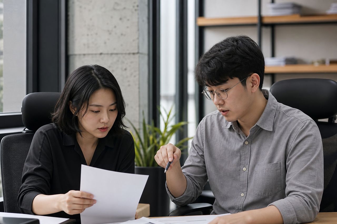공사대금 못 받은 하청업체, 유치권·가압류 중 어떤 게 유리할까? 관련 전문가 상담·서류 검토 장면
